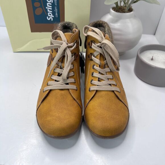 Spring Step Clifton-MST Sneaker Mustard Lace Up Side Zip Women's 8.5/EU 39 NWB - Picture 5 of 10